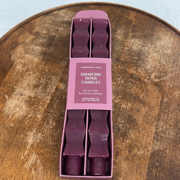 Room Essentials Candles Juneberry Diamond Shaped Tapers Set of 2 Fragrance Free - Picture 1 of 5